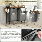 Panier à linge en métal sur roulettes