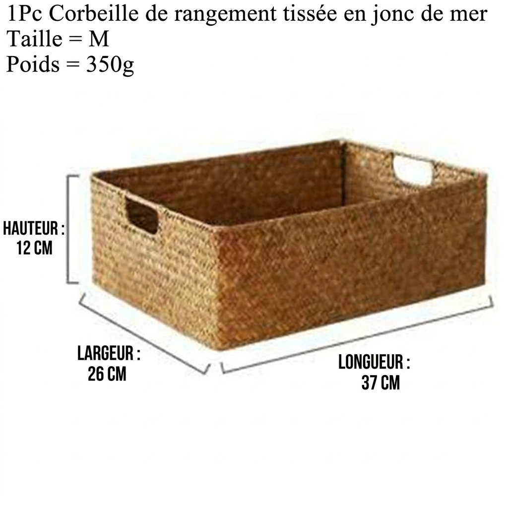 Panier de rangement en jonc de mer