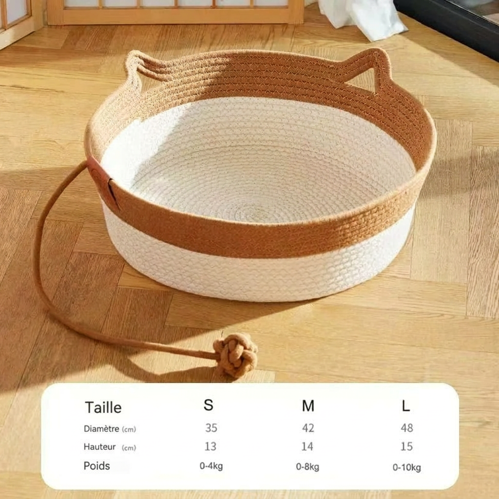 Panier pour chat en rotin