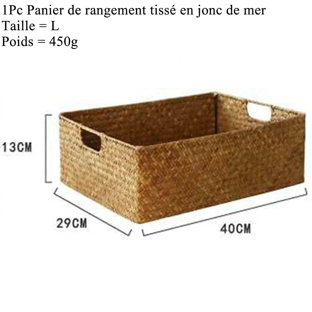 Panier de rangement en jonc de mer