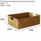 Panier de rangement en jonc de mer