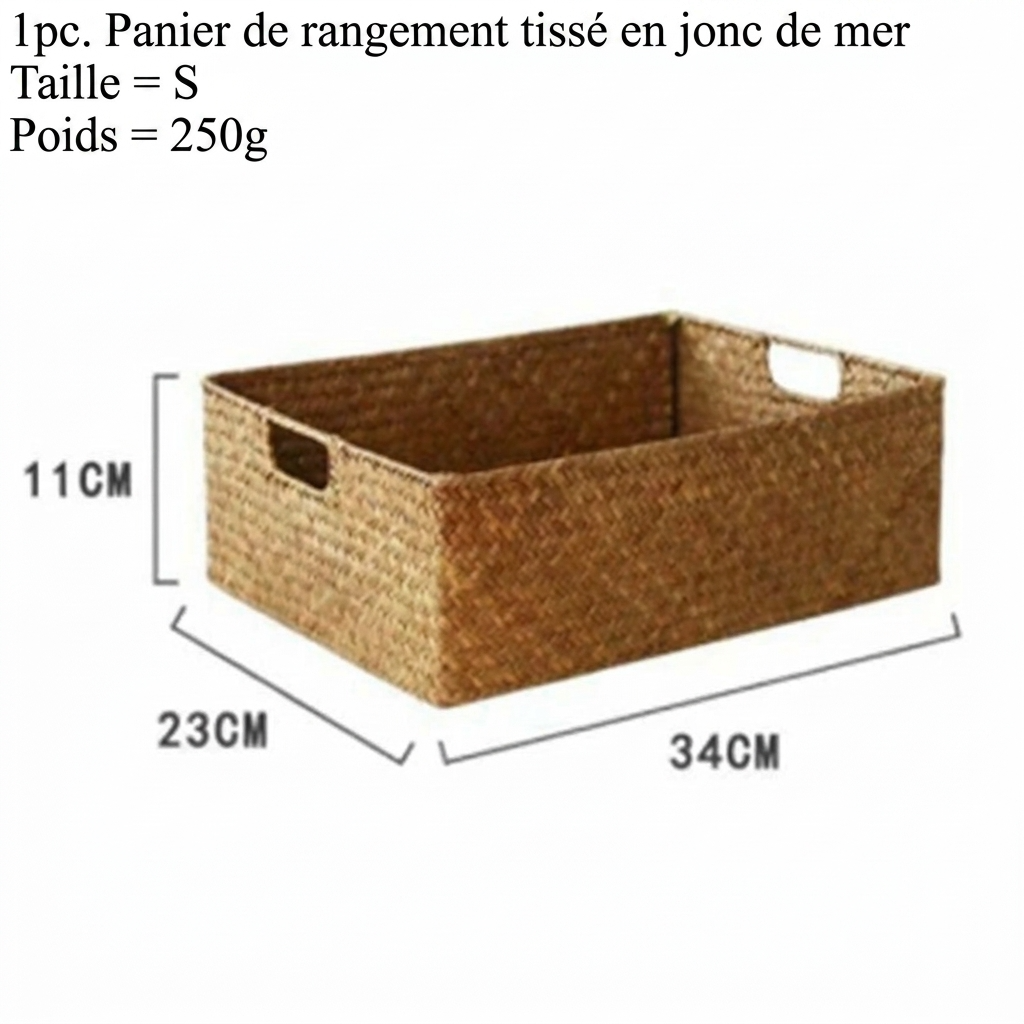 Panier de rangement en jonc de mer