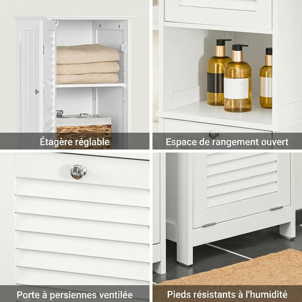 Meuble salle de bain avec panier à linge