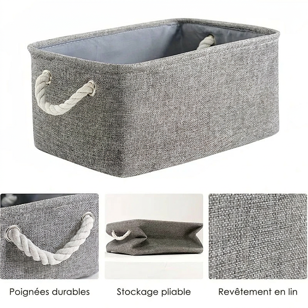Grand panier de rangement rectangulaire