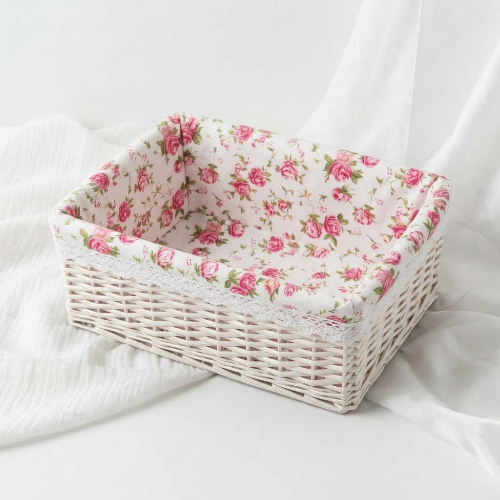 Panier en rotin blanc