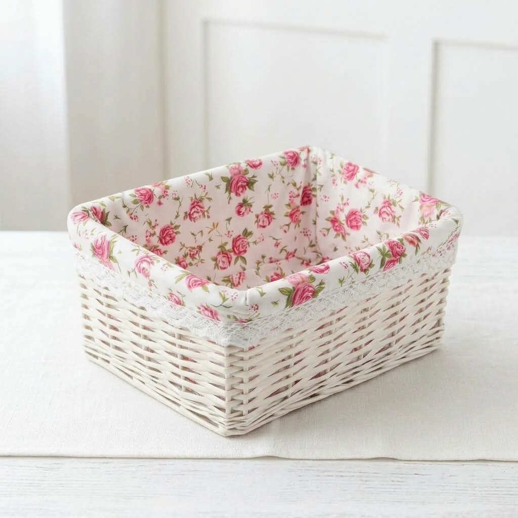 Panier en rotin blanc