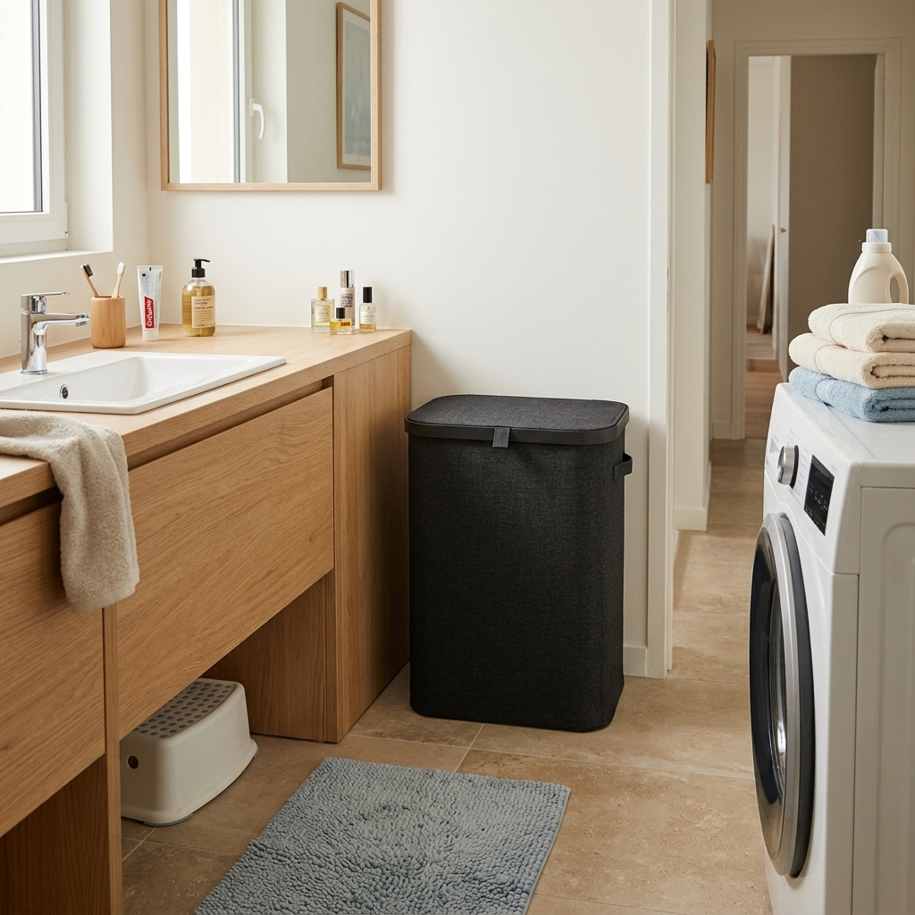 Grand panier à linge avec couvercle