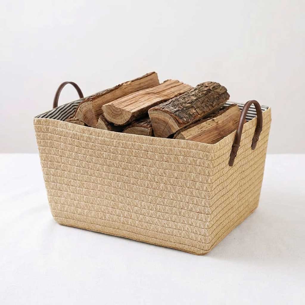 Grand panier effet osier pour bois