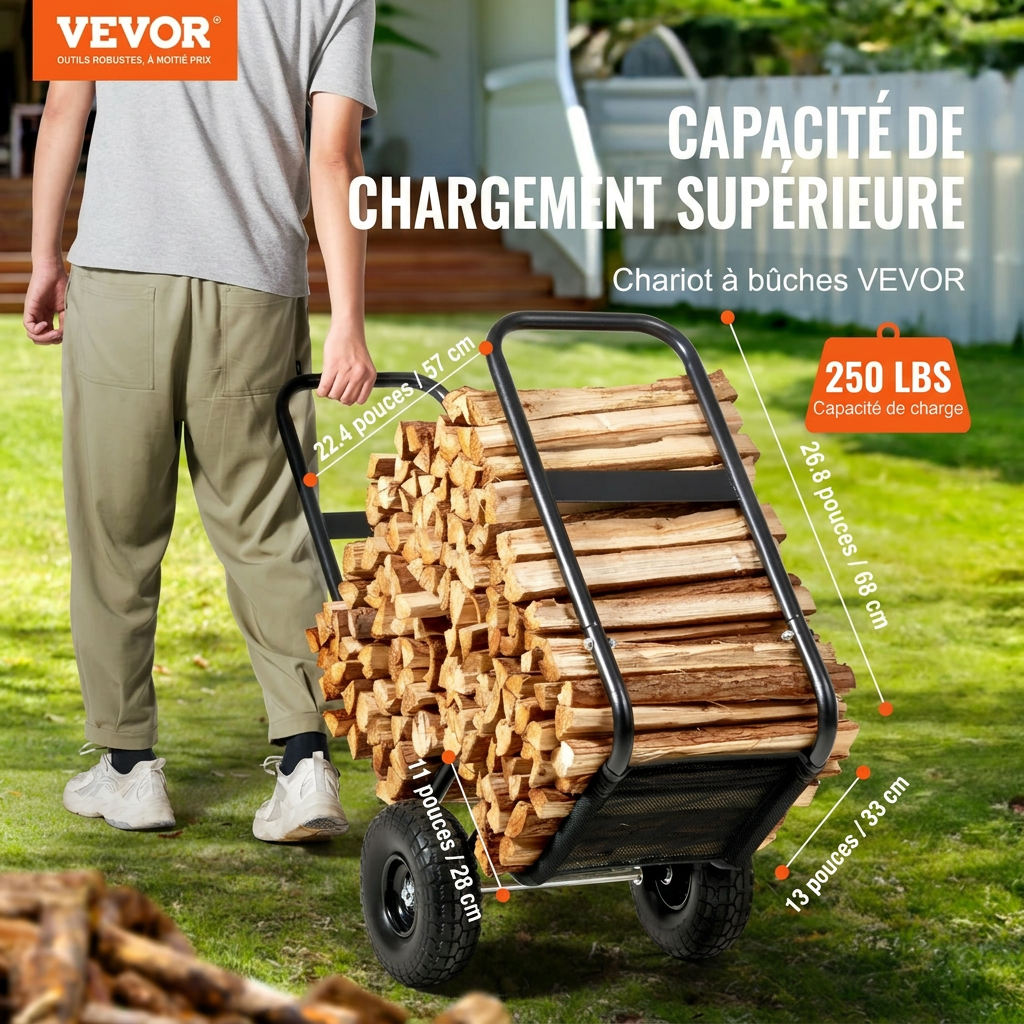 Panier à buche roulettes