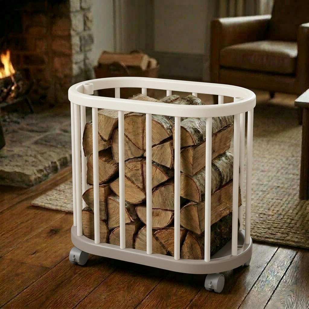 Panier à bois à roulette