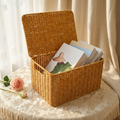 Panier de rangement avec couvercle en osier