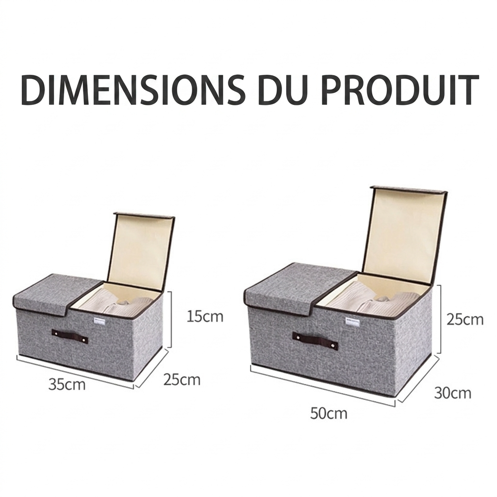 Grand panier de rangement avec couvercle