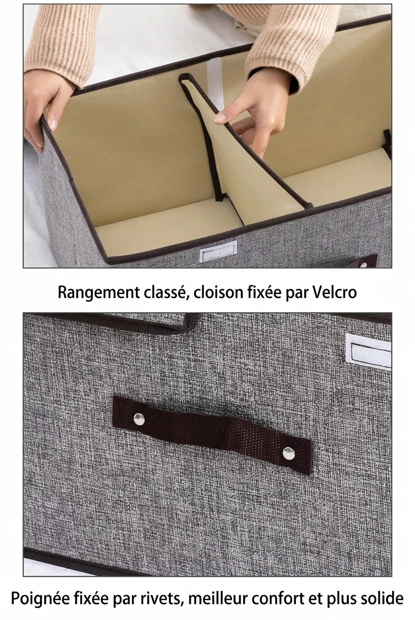 Grand panier de rangement avec couvercle