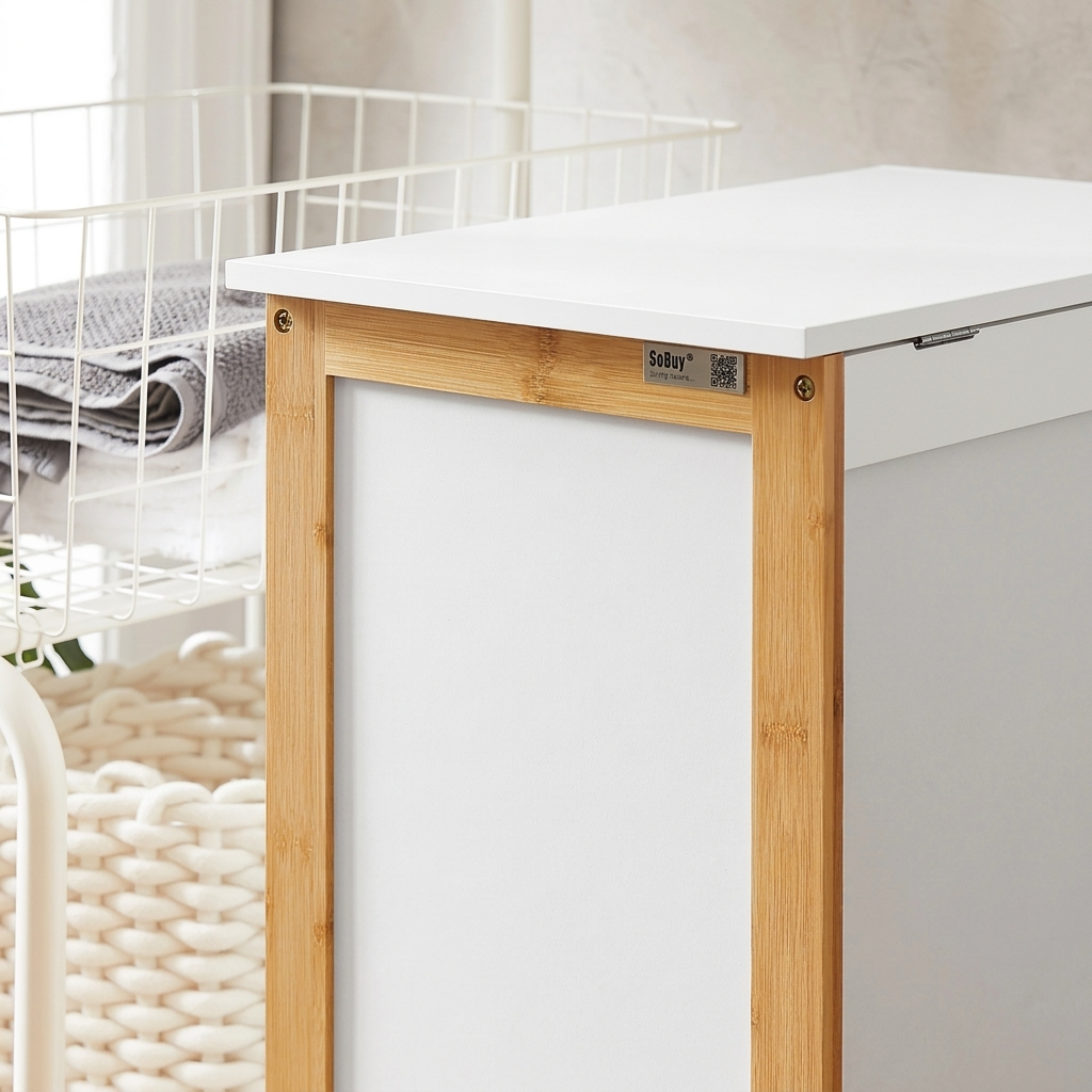 Panier à linge bois blanc
