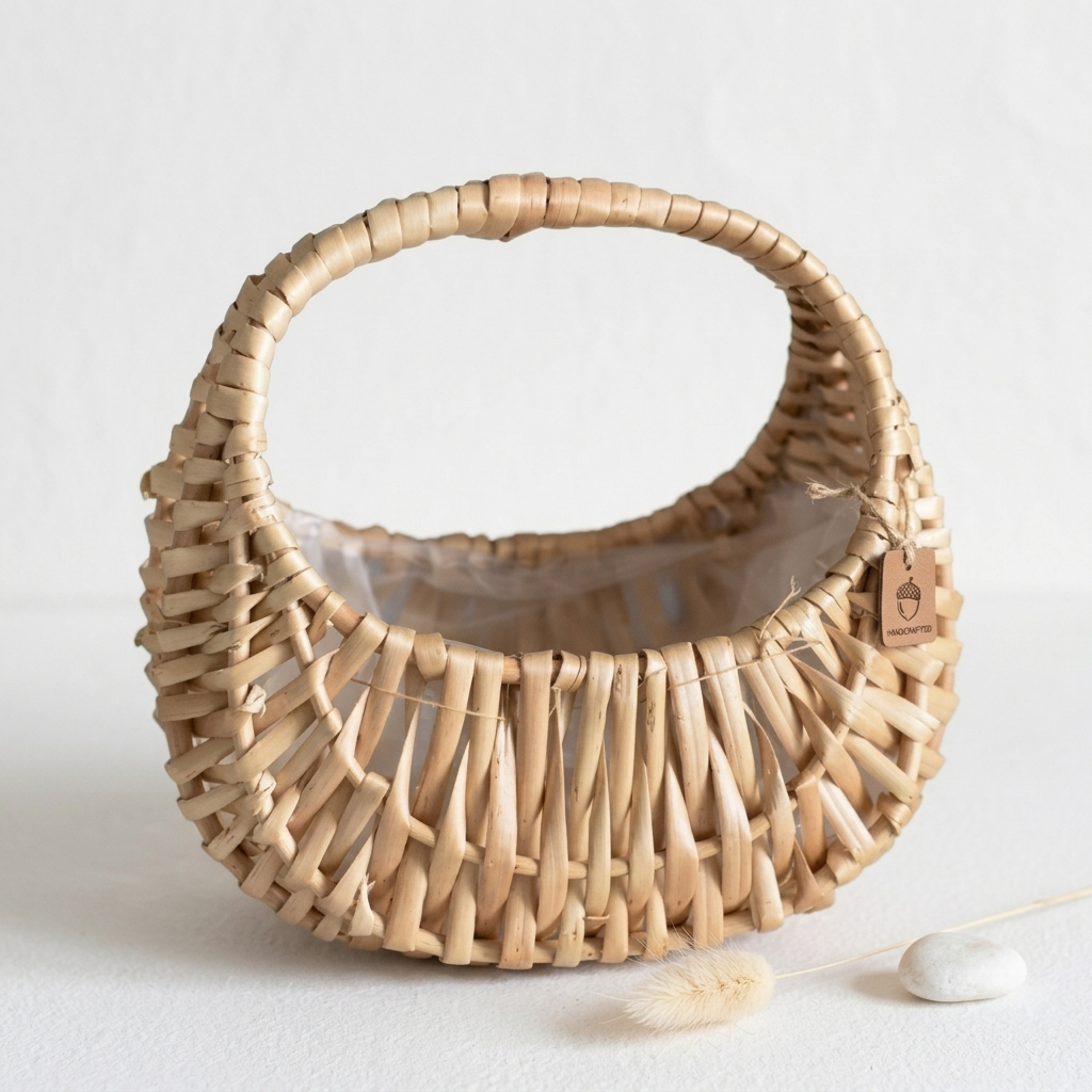 Petit panier en osier avec anse