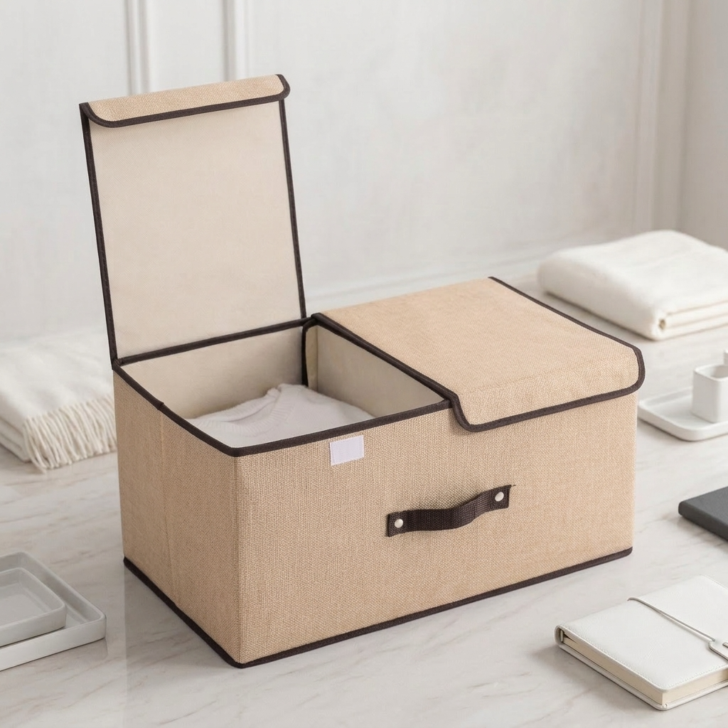 Grand panier de rangement avec couvercle