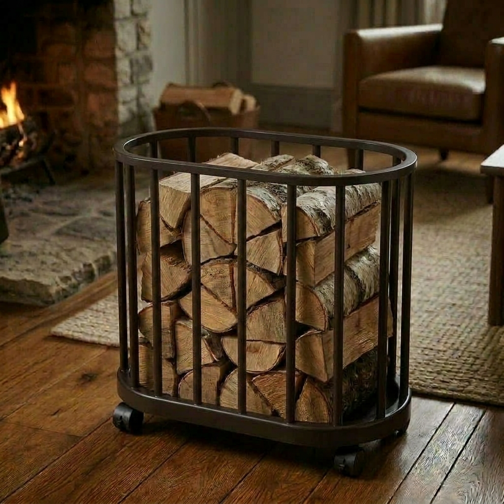 Panier à bois à roulette