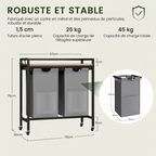 Panier à linge en métal sur roulettes