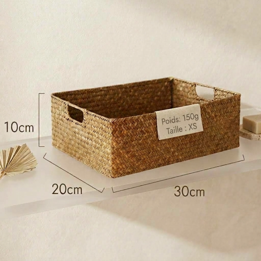 Panier de rangement en jonc de mer