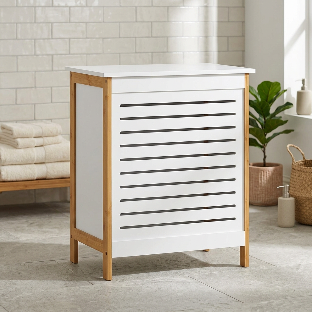 Panier à linge bois blanc