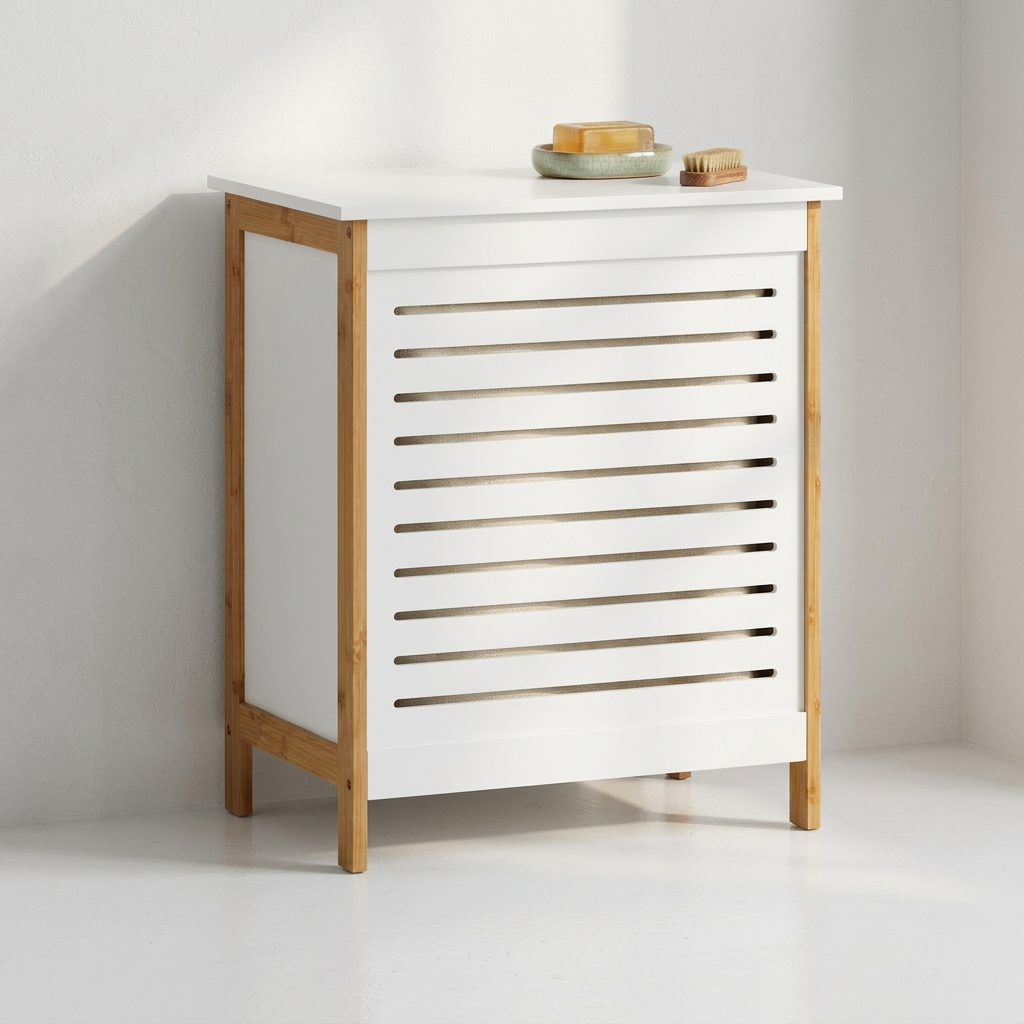 Panier à linge bois blanc