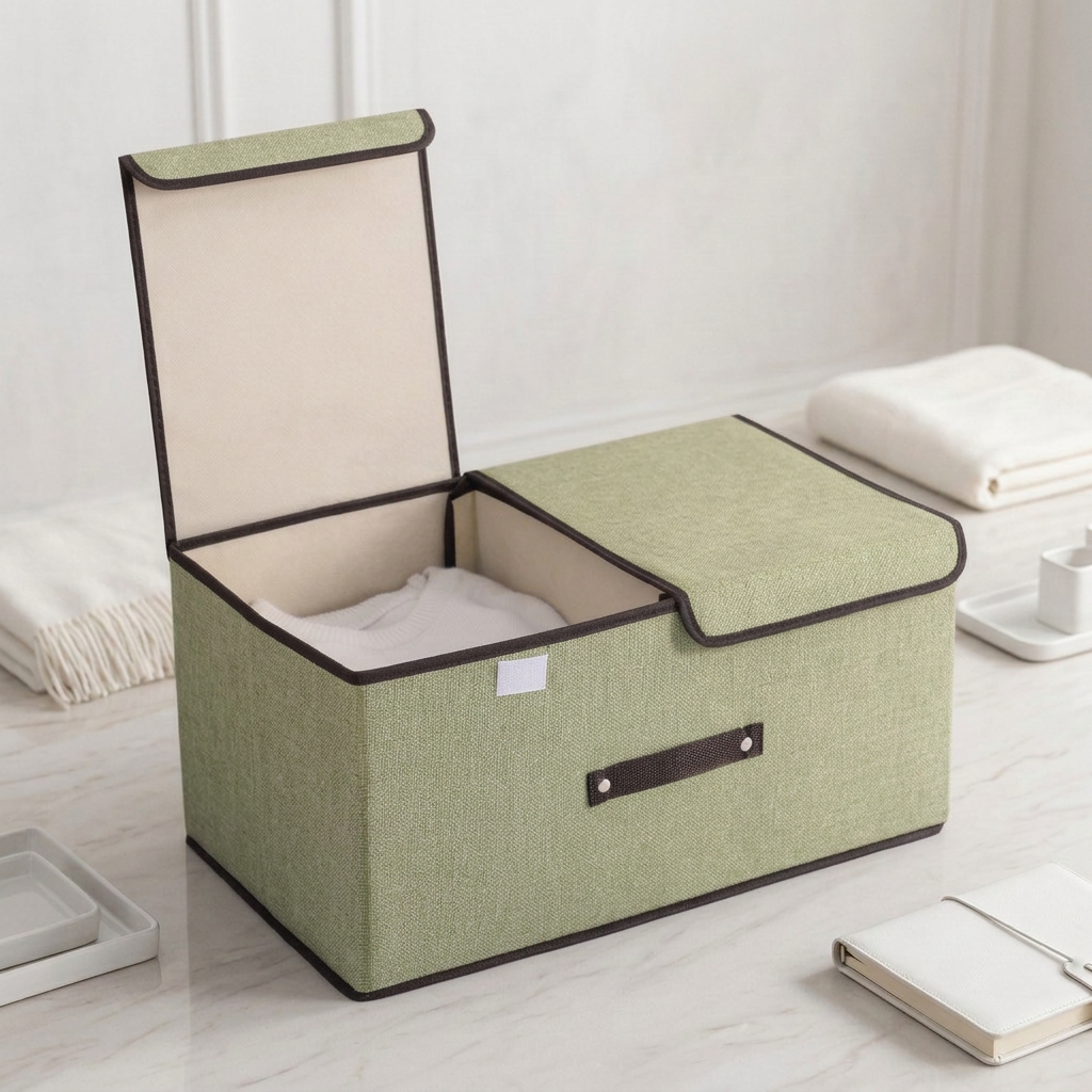 Grand panier de rangement avec couvercle