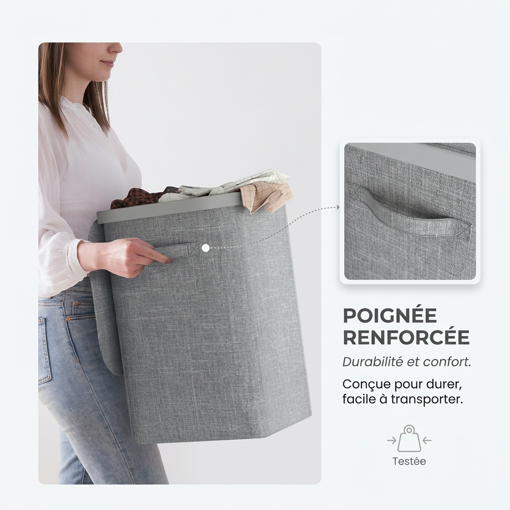 Grand panier à linge avec couvercle
