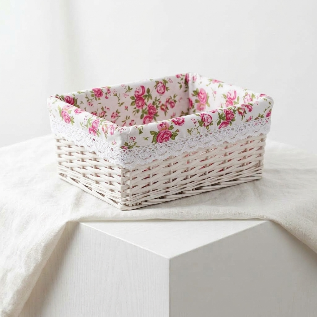 Panier en rotin blanc