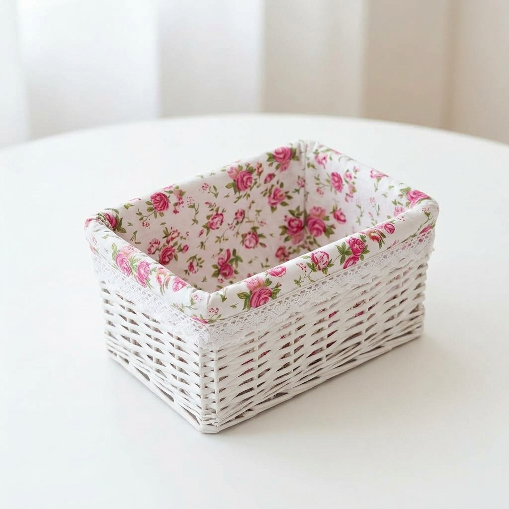 Panier en rotin blanc