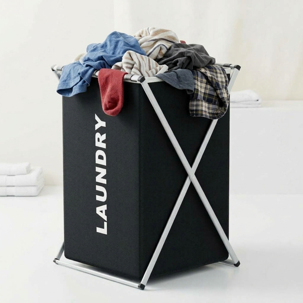 Panier à linge en métal rectangulaire
