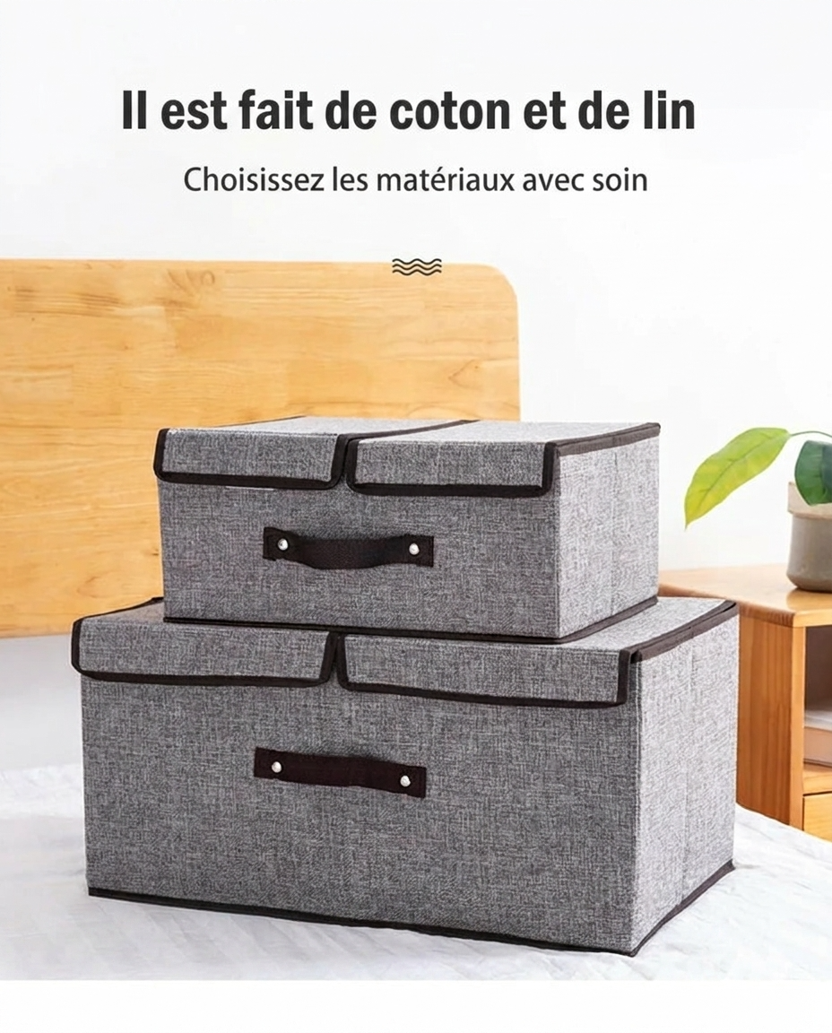 Grand panier de rangement avec couvercle