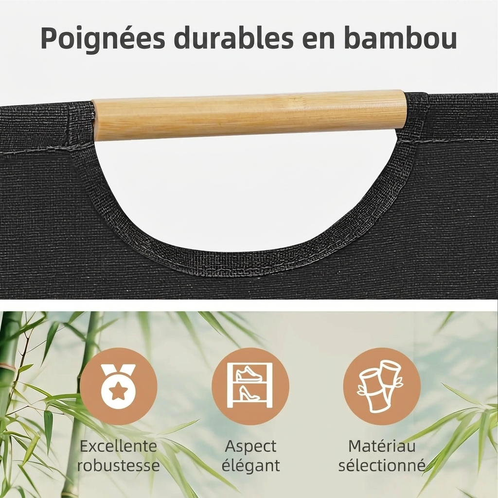Panier à linge noir et bois