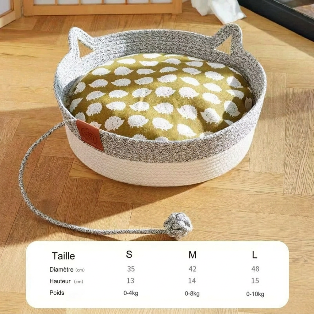 Panier pour chat en rotin