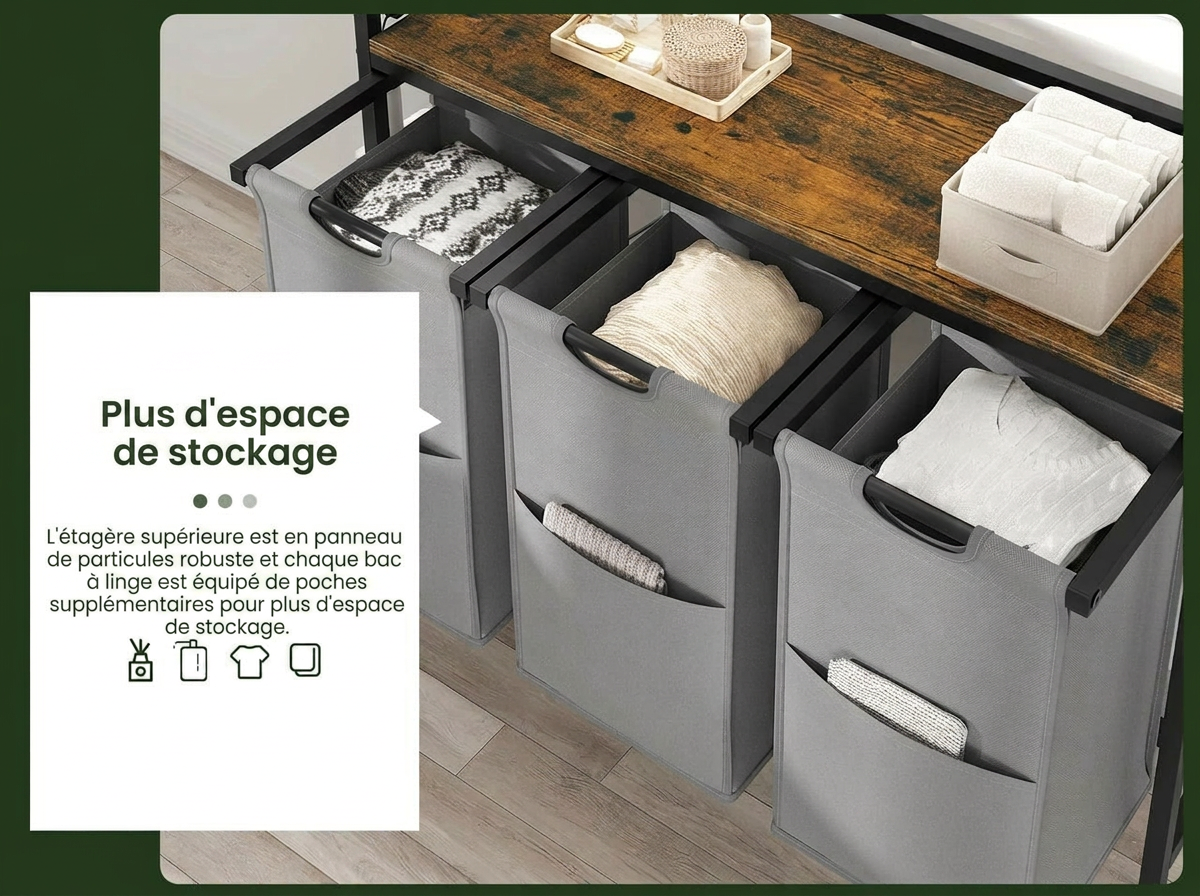 Meuble panier à linge coulissant