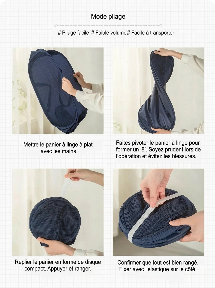 Panier à linge en tissu pliable