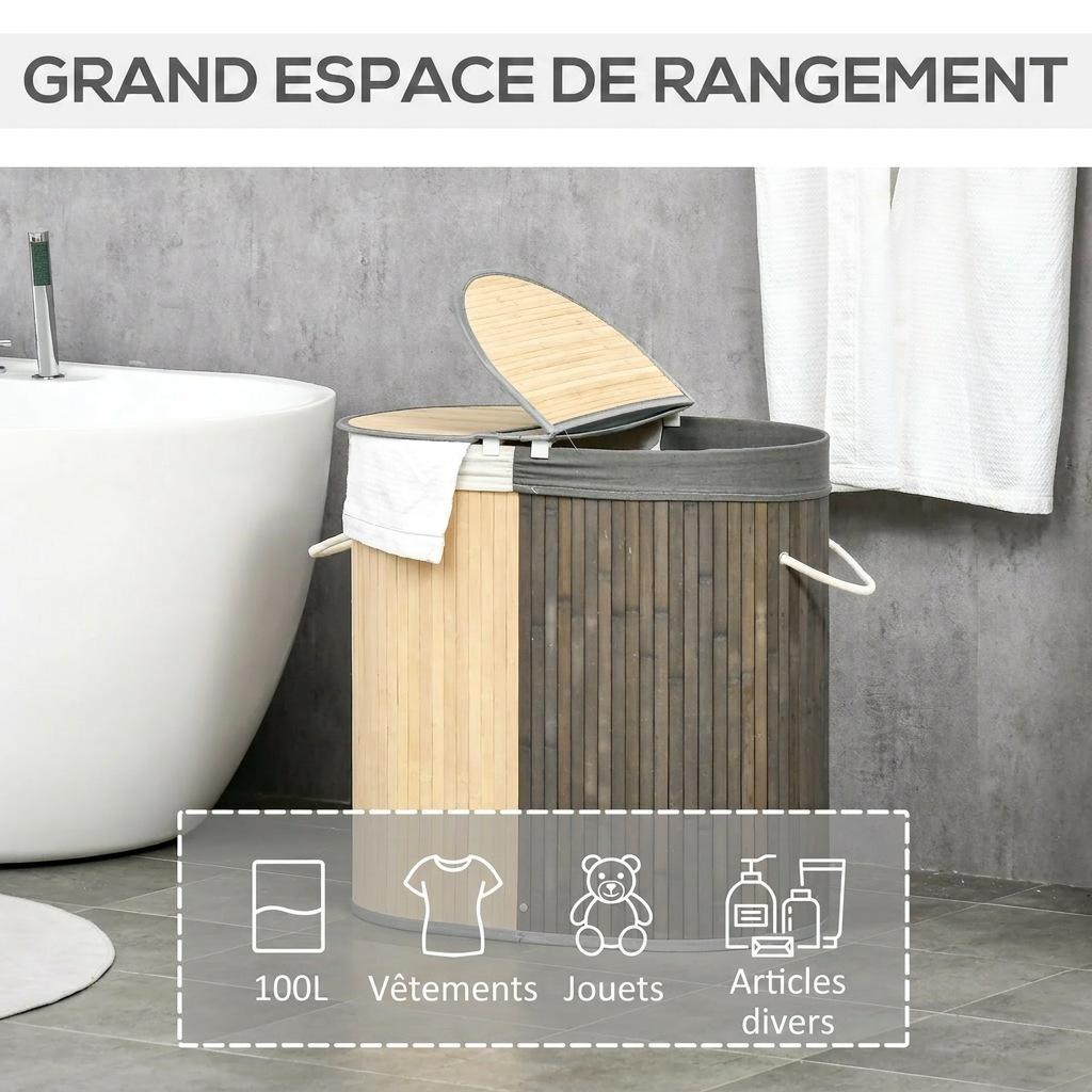 Panier à linge sale en bois