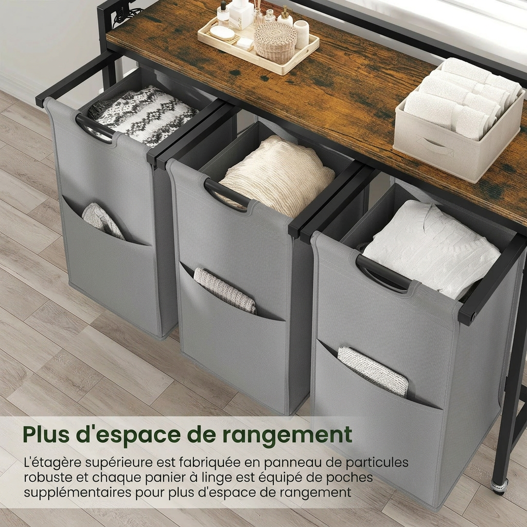 Meuble panier à linge coulissant