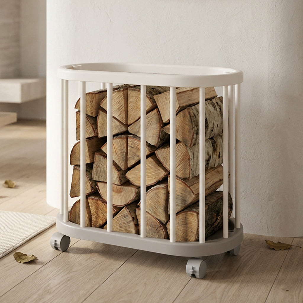Panier à bois à roulette