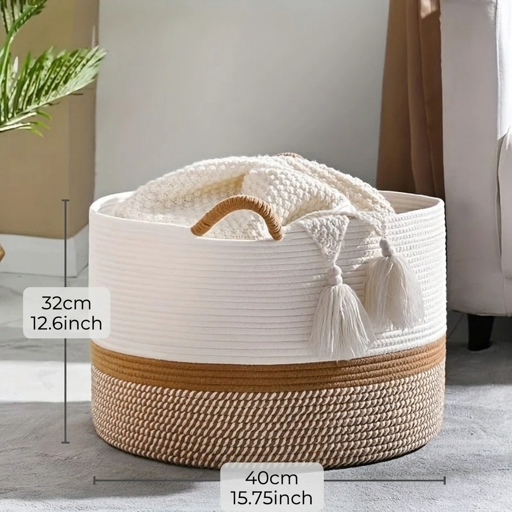 Panier à linge en osier blanc