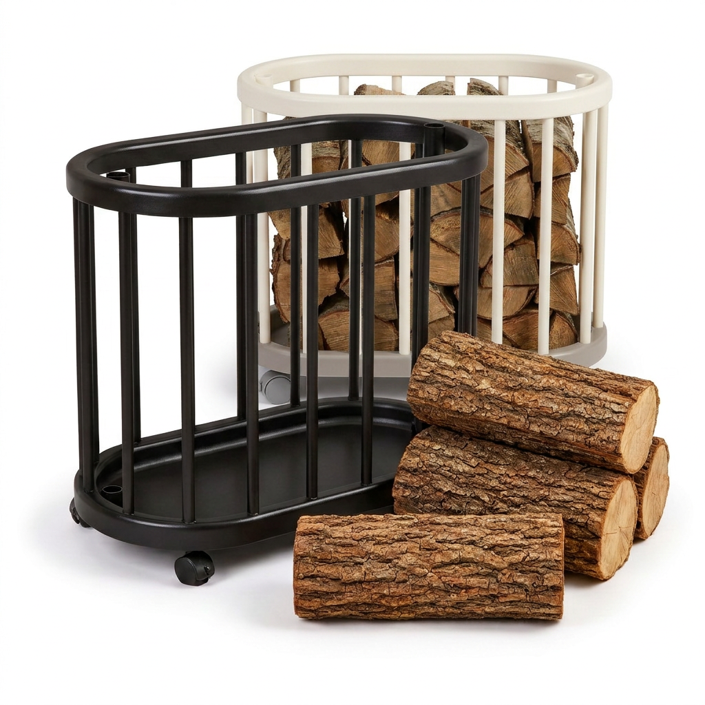 Panier à bois à roulette
