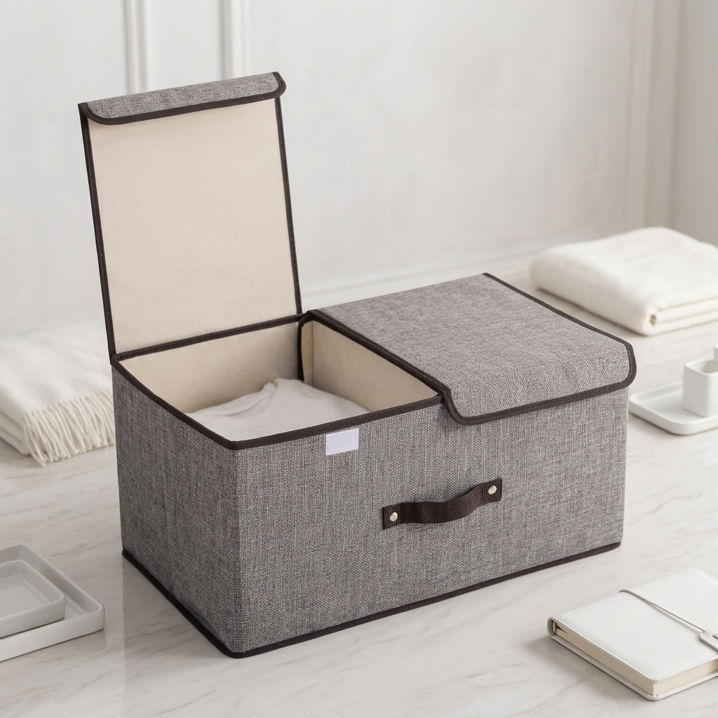 Grand panier de rangement avec couvercle