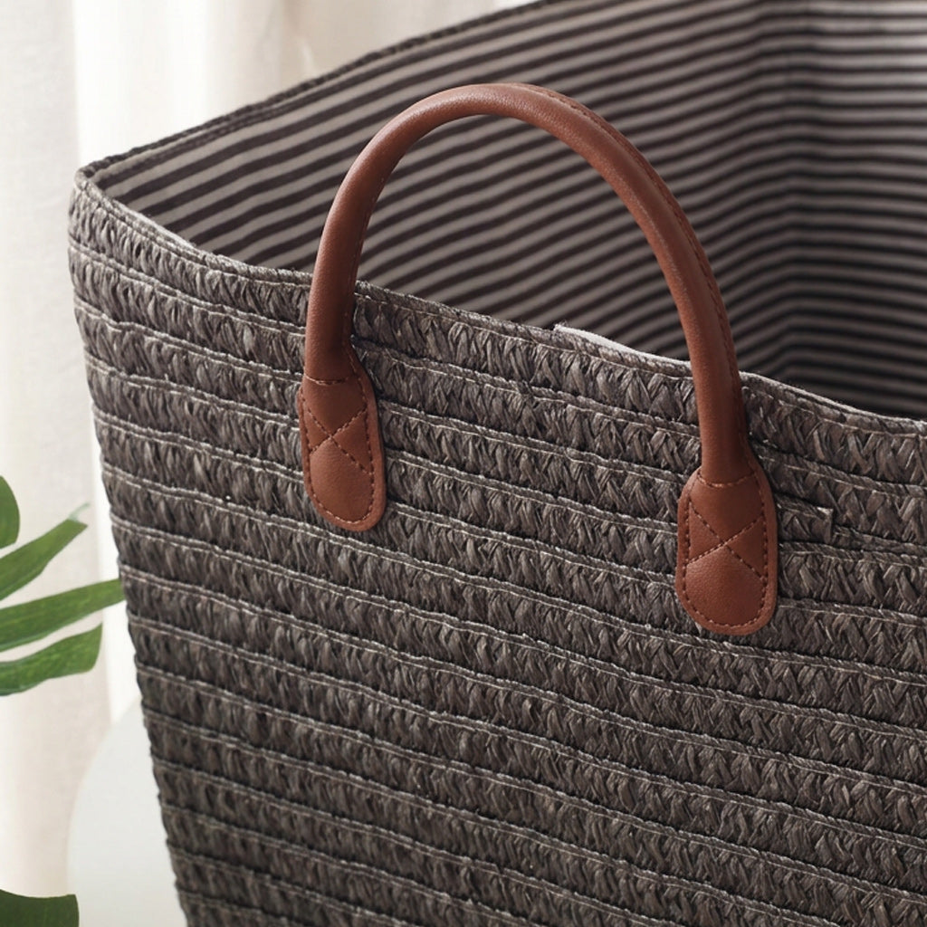 Panier de rangement effet osier gris