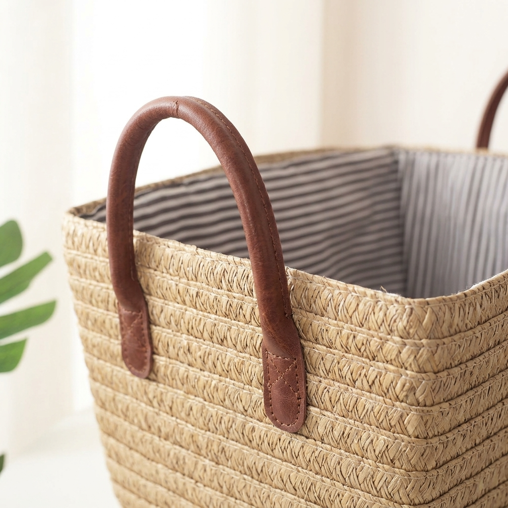 Grand panier effet osier pour bois