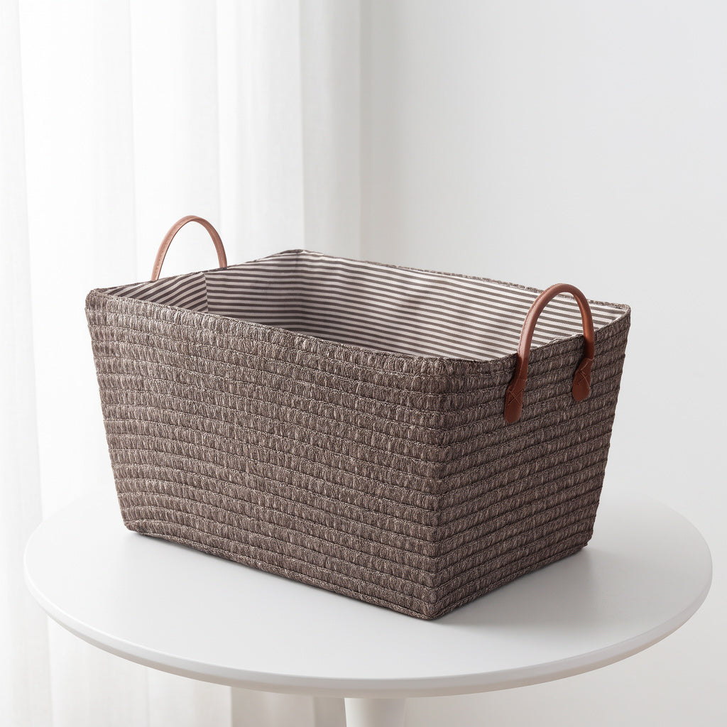 Panier de rangement effet osier gris