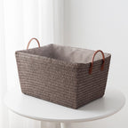 Panier de rangement effet osier gris