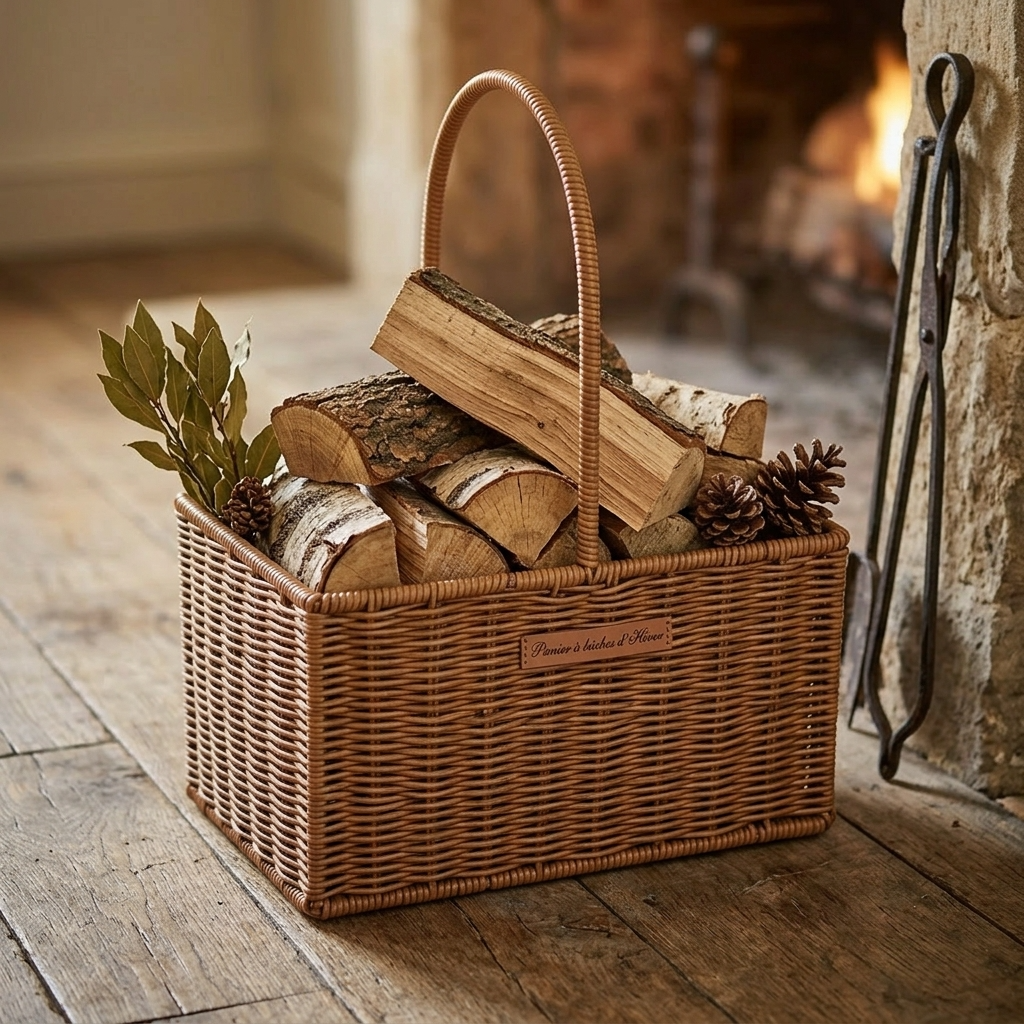 Panier à buche en osier